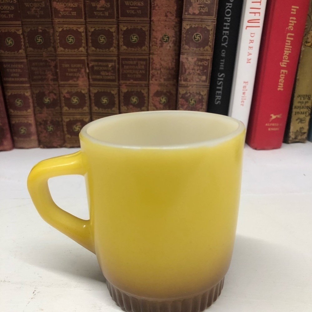 ANCHOR Hocking Fire King Yellow/Brown Ombre Coffee/Tea Mug O347 - Picture 5 of 5